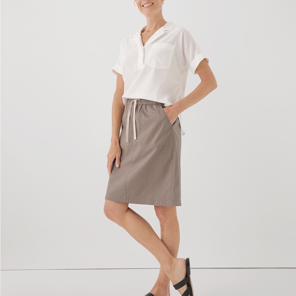 Pact Daily Twill Organic Cotton Pencil Skirt Light Brown XS